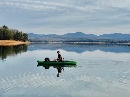 Kayaking and fishing on Lake Blue Ridge