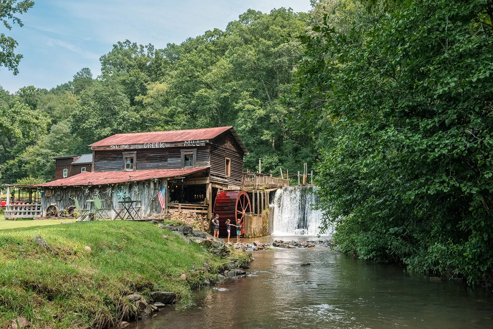 historic mill and waterfall